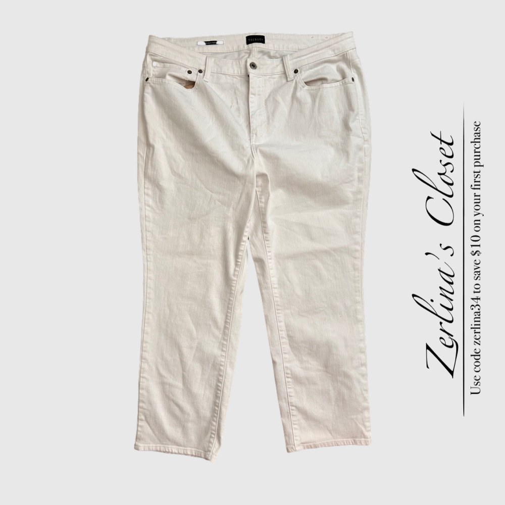 Talbots Modern Ankle Straight Leg Jeans White 16W